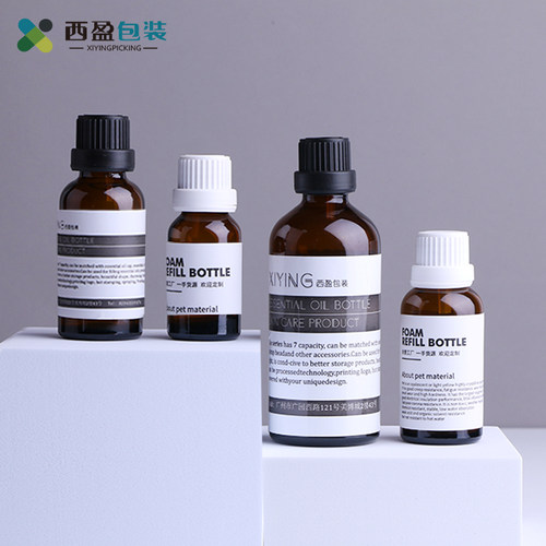 西盈玻璃调配分装瓶 50ml精油瓶配德国大头盖 茶色避光精油瓶YBA - 图1