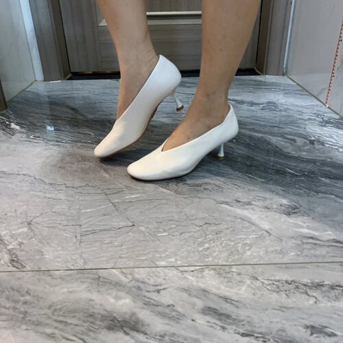 大菠萝款羊胎皮面羊皮防滑鞋底内里细跟跟单鞋女鞋高跟鞋上班鞋 - 图0
