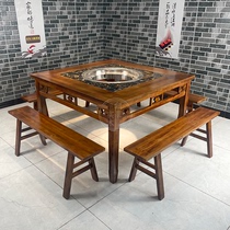 Marble Hotpot Table induction cooktop Restaurant hotel Roast Gas Squared Table And Chairs Combined Commercial Customisation