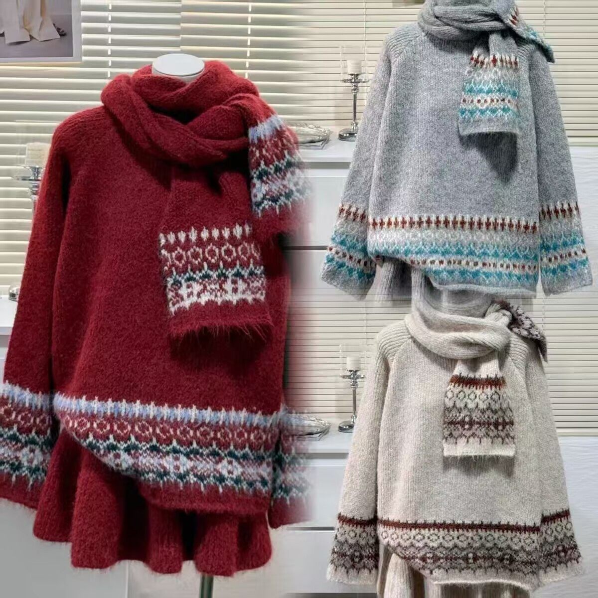 孕妇装套装2025秋冬装新款孕期穿搭质红色蝴蝶结毛衣短裙子两件套,淘宝优惠券,粉丝福利购,淘宝优惠卷