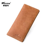 Длинный тонкий бумажник, тонкая сумка с петлей на руку для отдыха, кошелек, из натуральной кожи, длина макси, бизнес-версия