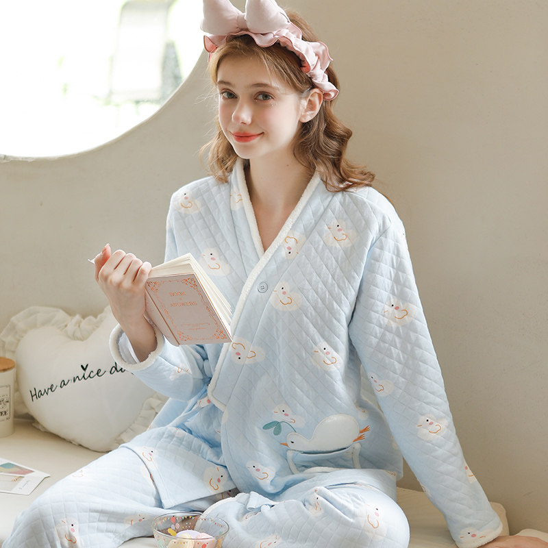 家时光月子服秋冬季产后2月份睡衣 家时光家居服套装