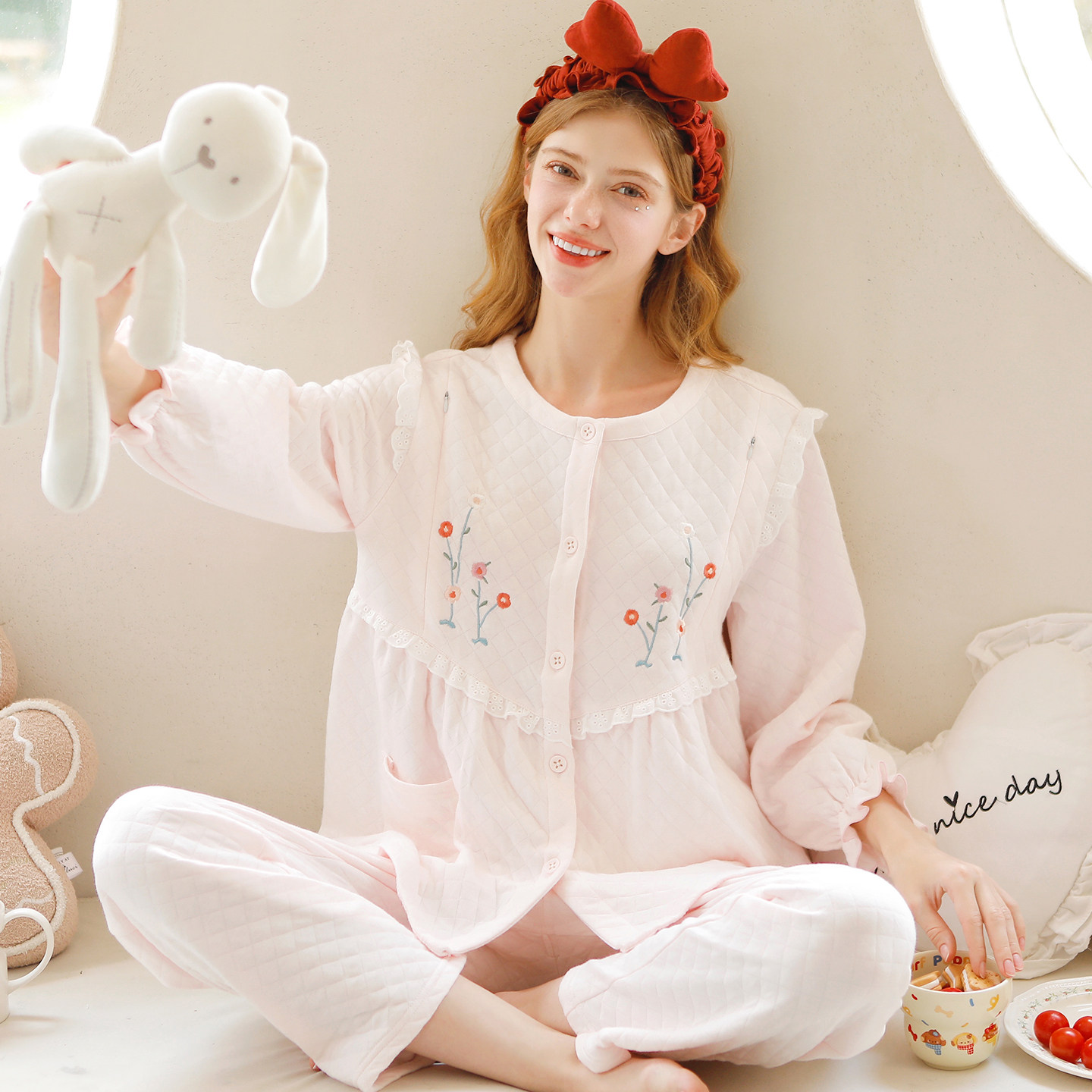 家时光月子服秋冬款空气棉11月份12保暖孕妇睡衣哺乳衣产妇待产服,淘宝优惠券,粉丝福利购,淘宝优惠卷