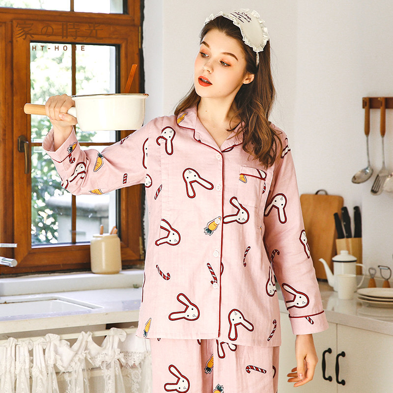 孕妇夏季月子服怀孕期纯棉纱布睡衣 家时光家居服套装