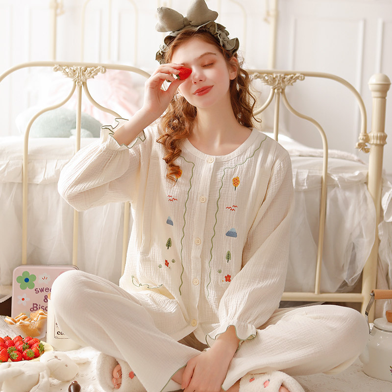 家时光月子服夏季产后纯棉5睡衣 家时光家居服套装