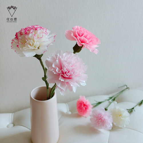 花心思纸艺 皱纹纸康乃馨DIY材料包手工花束 手工纸花diy材料包 - 图1