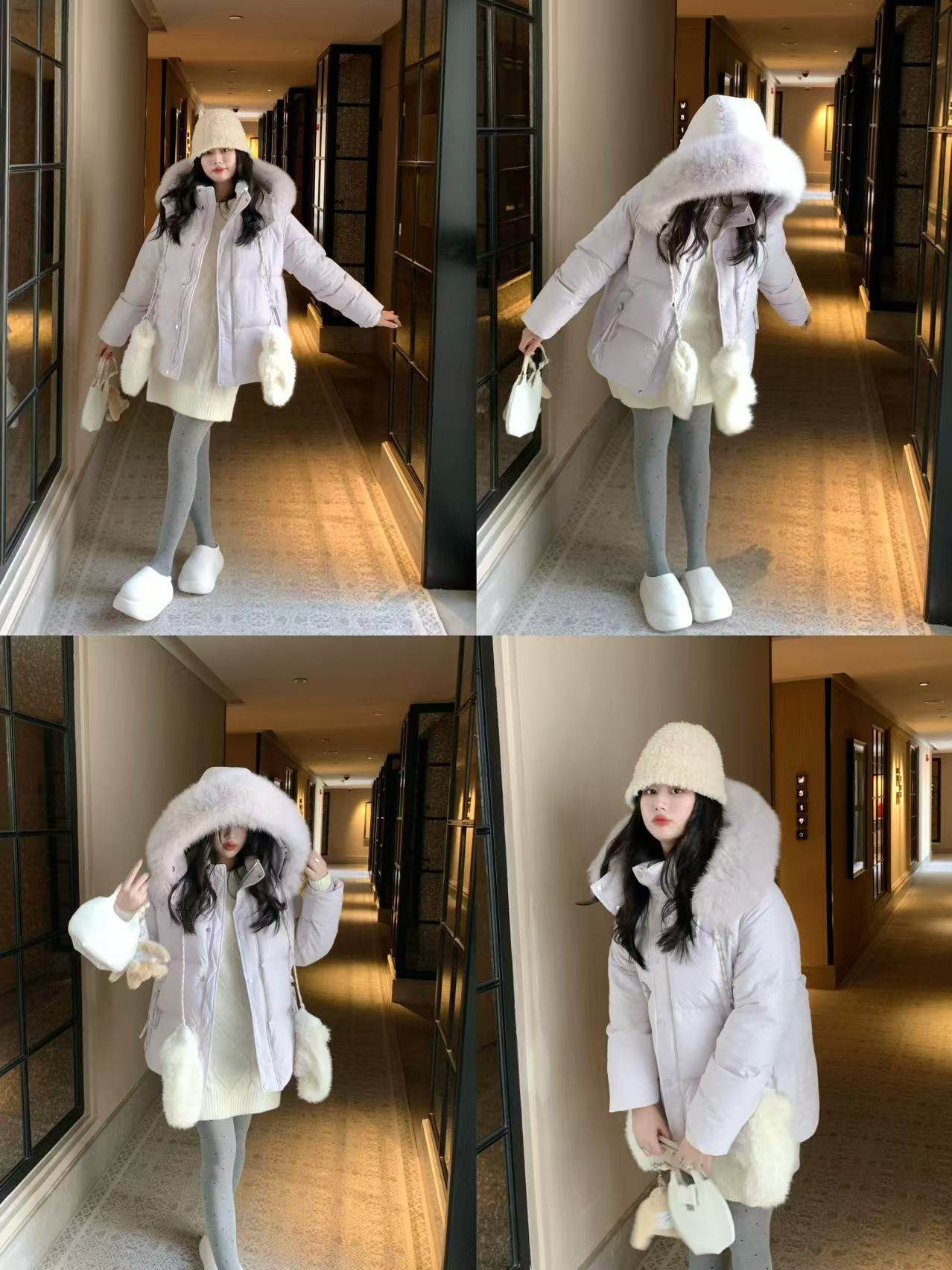 PINKMOON/定染星黛露紫色羽绒服 90新国标白鸭绒韩系加厚外套