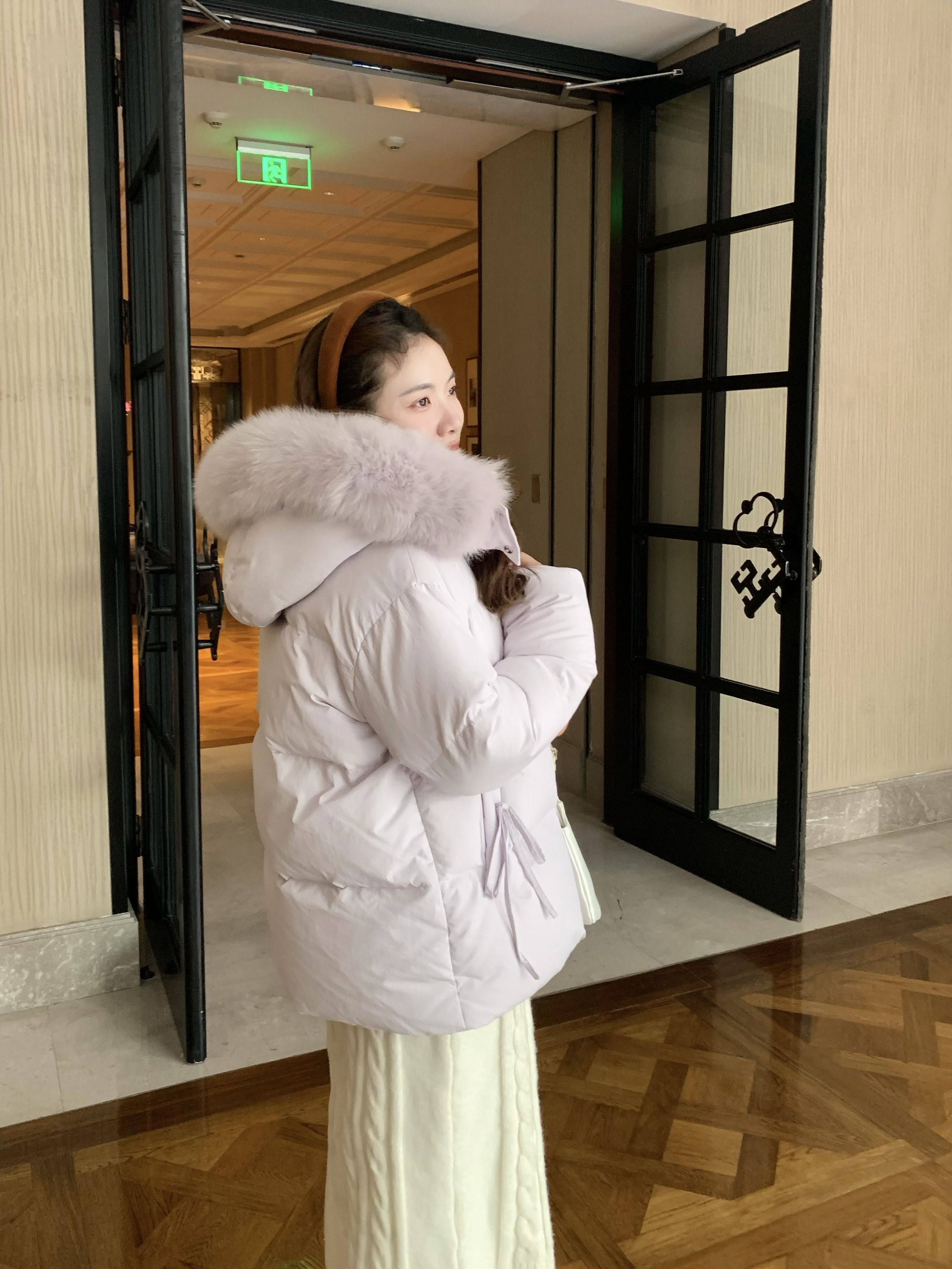 PINKMOON/定染星黛露紫色羽绒服 90新国标白鸭绒韩系加厚外套