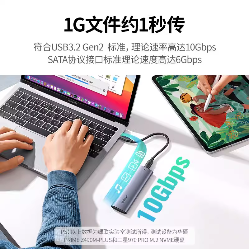 绿联m.2固态硬盘盒子nvme转typec外接sata读取移动m2通用ssd雷电3-图0