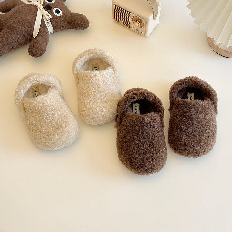 儿童毛毛鞋秋冬款加绒男童棉拖鞋外穿宝宝半拖室内居家女童豆豆鞋,淘宝优惠券,粉丝福利购,淘宝优惠卷