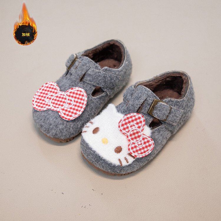 女童猫咪毛毛鞋2025冬季新款卡通女童保暖勃肯鞋儿童百搭豆豆棉鞋,淘宝优惠券,粉丝福利购,淘宝优惠卷