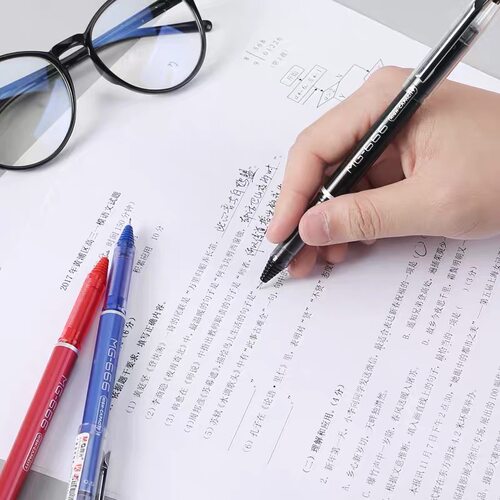 晨光中性笔MG-666全针管碳素黑色考试用笔高中学生水笔签字笔写字作业0.5大容量顺滑办公中性笔替芯4196笔芯 - 图1