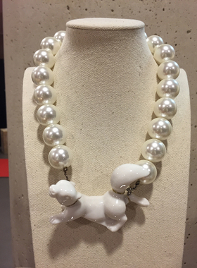 CECILIA MA 法国订货品牌 时尚饰品珍珠项链白色陶瓷松鼠项坠