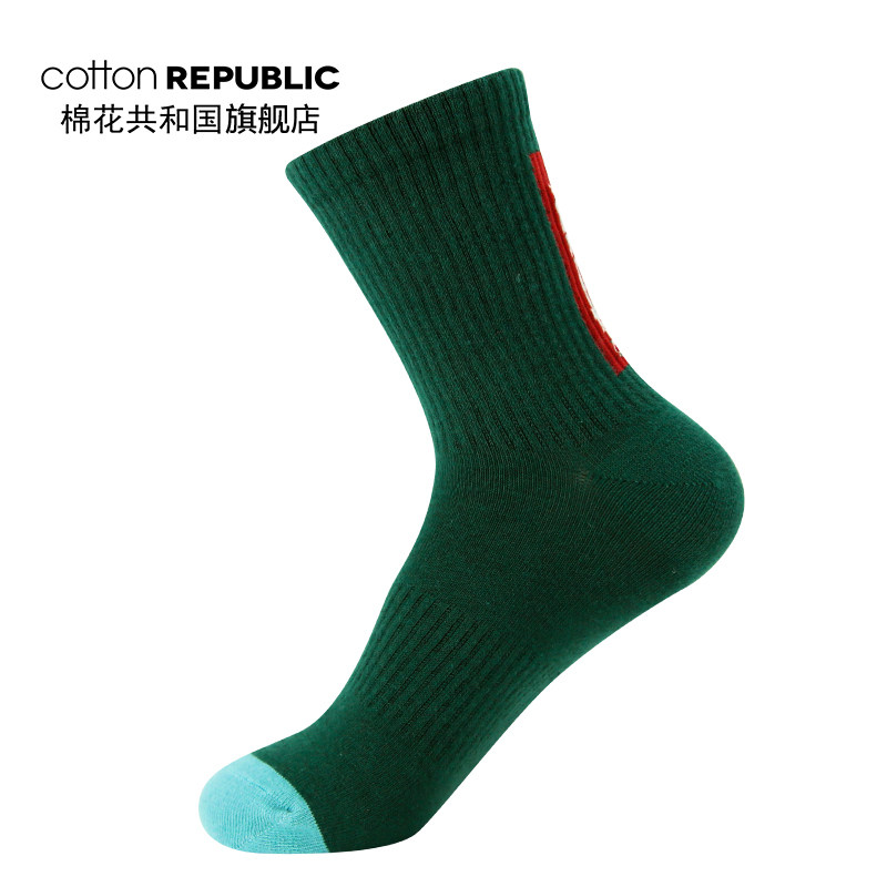 棉花共和国情侣中筒男士抽条休闲袜 棉花共和国短袜/打底袜/丝袜/美腿袜