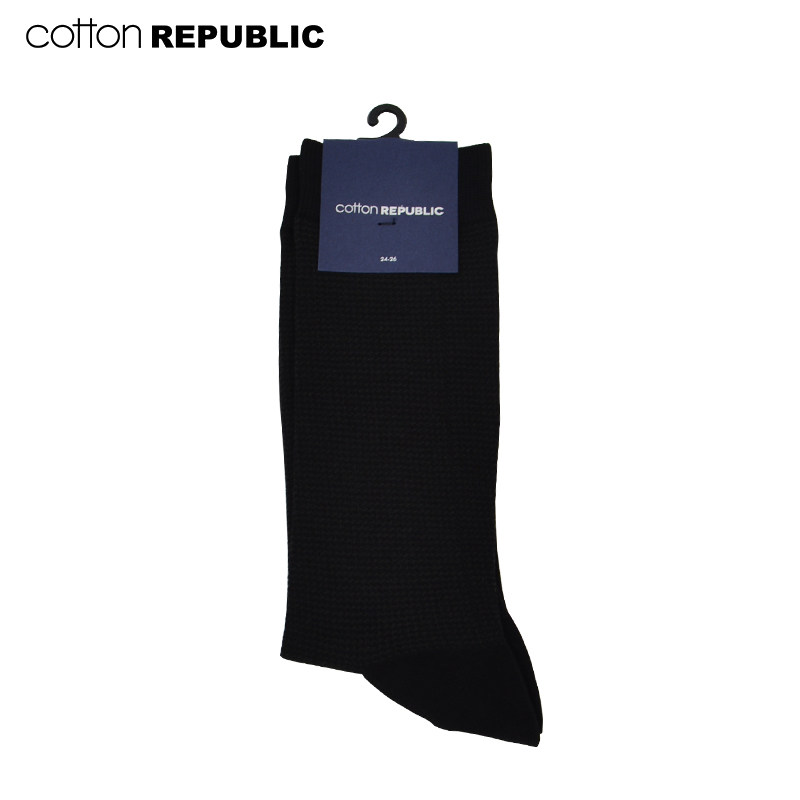 棉花共和国棉质男士休闲暗花中筒袜 棉花共和国短袜/打底袜/丝袜/美腿袜