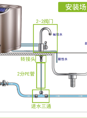 miniwell电解水机台上安装专用水龙头2-2阀门 接二分管