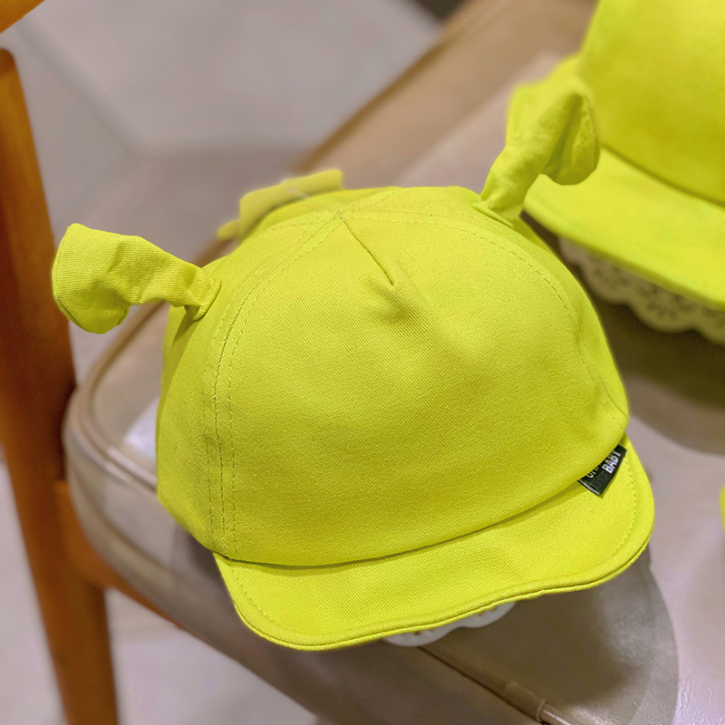 痞幼同款绿色帽子春秋薄款婴儿鸭舌帽渔夫帽地主帽抖音儿童史莱克-图1