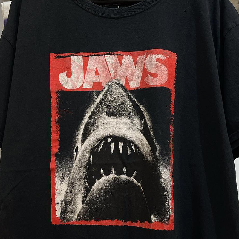 JAWS大白鲨电影联名oldschool美潮古着感短袖男女休闲百搭纯棉T恤 - 图0