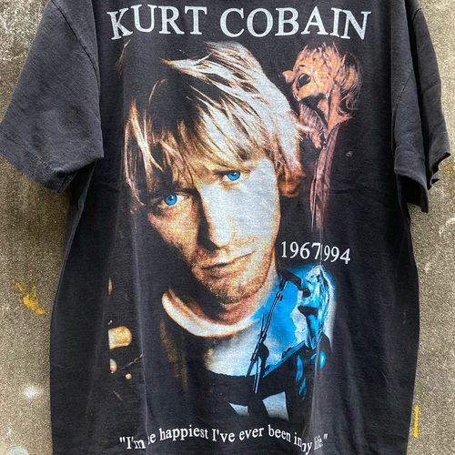 Kurt Cobain人像印花短袖T恤Cityboy西海岸质感潮牌重磅纯棉半袖 - 图1