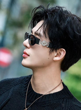 复古黑色墨镜女美式小方框蹦迪防紫外线近视太阳眼镜男潮网红拍照