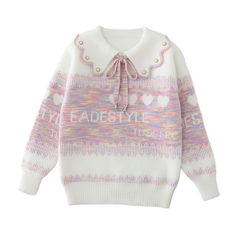 女童秋冬季娃娃领毛衣2025新款加厚保暖洋气中大童针织打底衫上衣,淘宝优惠券,粉丝福利购,淘宝优惠卷