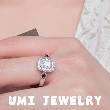 UMI家·轻珠宝/S925银镀k金老钱风雷迪恩切割戒指简约大气高级感