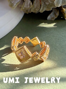 UMI【华尔兹】S925银镀k金·意大利拉丝镶钻小众设计时尚轻奢女戒