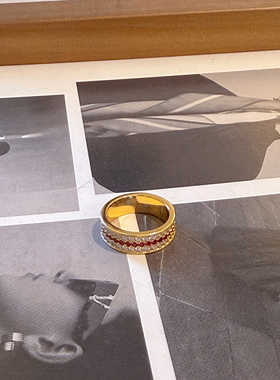 UMI家·轻珠宝/S925银镀k金·蔷薇之恋红宝满天星古法轻奢戒指