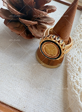 UMI家·轻珠宝/S925银镀24k金·拜占庭国王父子币项链vintage