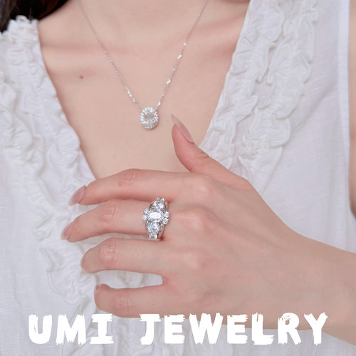 UMI家·轻珠宝/S925银镀k金·三生三世鸽子蛋戒指时尚高级轻奢感 - 图0