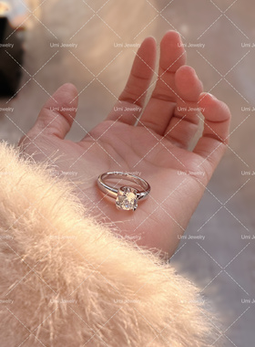 UMI家·轻珠宝/S925银镀k金·烟花牛头戒四爪镶嵌高级感轻奢百搭