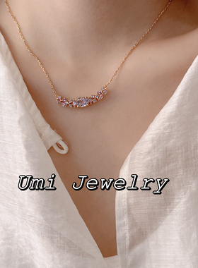 UMI家·轻珠宝/S925银镀k金·紫藤花微笑项链45cm可调节生日礼物