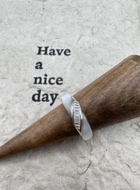 UMI家·轻珠宝/S925银镀真金·黑玛瑙白母贝戒指轻奢简约