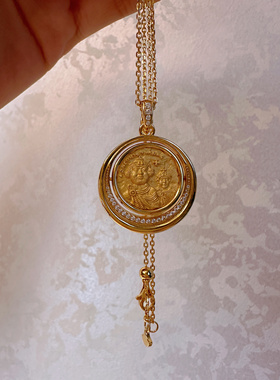 UMI家·轻珠宝/S925银镀金·拜占庭父子币金币吊坠vintage高级感