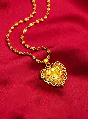 越南沙金项链黄金色四叶草吊坠