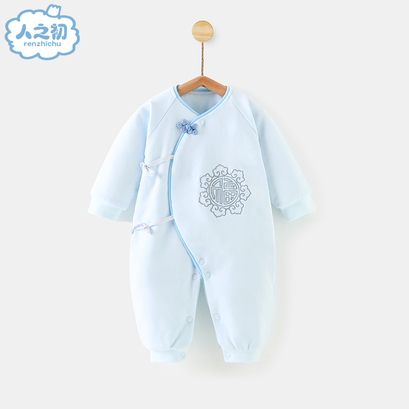 人新生婴儿衣服秋冬中国风连体衣卡通连体棉衣