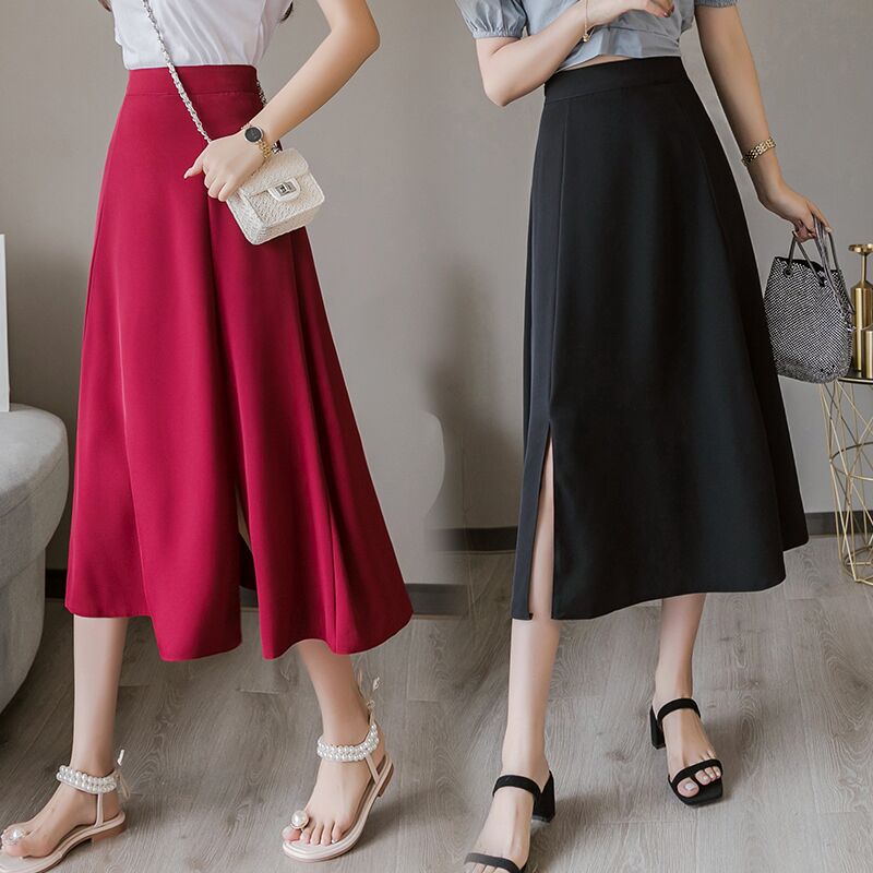 爱雅蜜旗舰店适合胯大腿粗裙子女新款春高腰显瘦a字半身长裙中长款大摆裙0