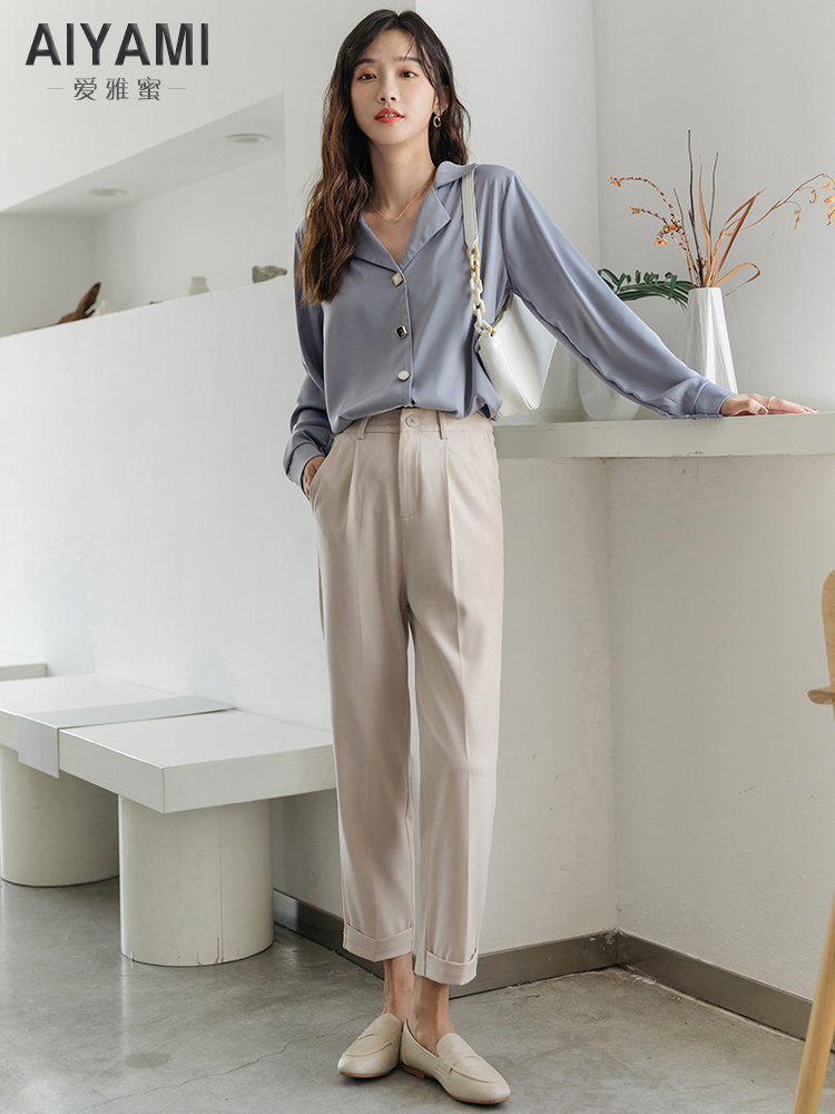 爱雅蜜旗舰店职业白色衬衫女士设计感小众新款长袖衬衣女秋季薄款雪纺上衣2