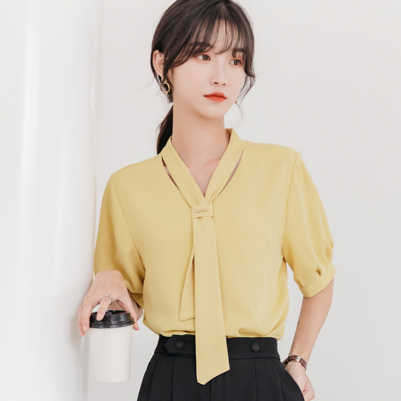 爱雅蜜旗舰店夏季雪纺衬衫女装夏装年新款潮流短袖上衣服洋气小衫时尚气质1