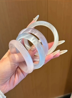白月光玉髓手镯玛瑙猫眼石