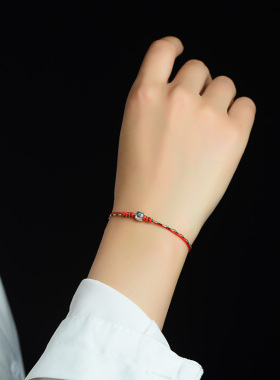 吉象可调节925纯银转运好运手链脚链五彩绳男女情侣编织礼物手绳