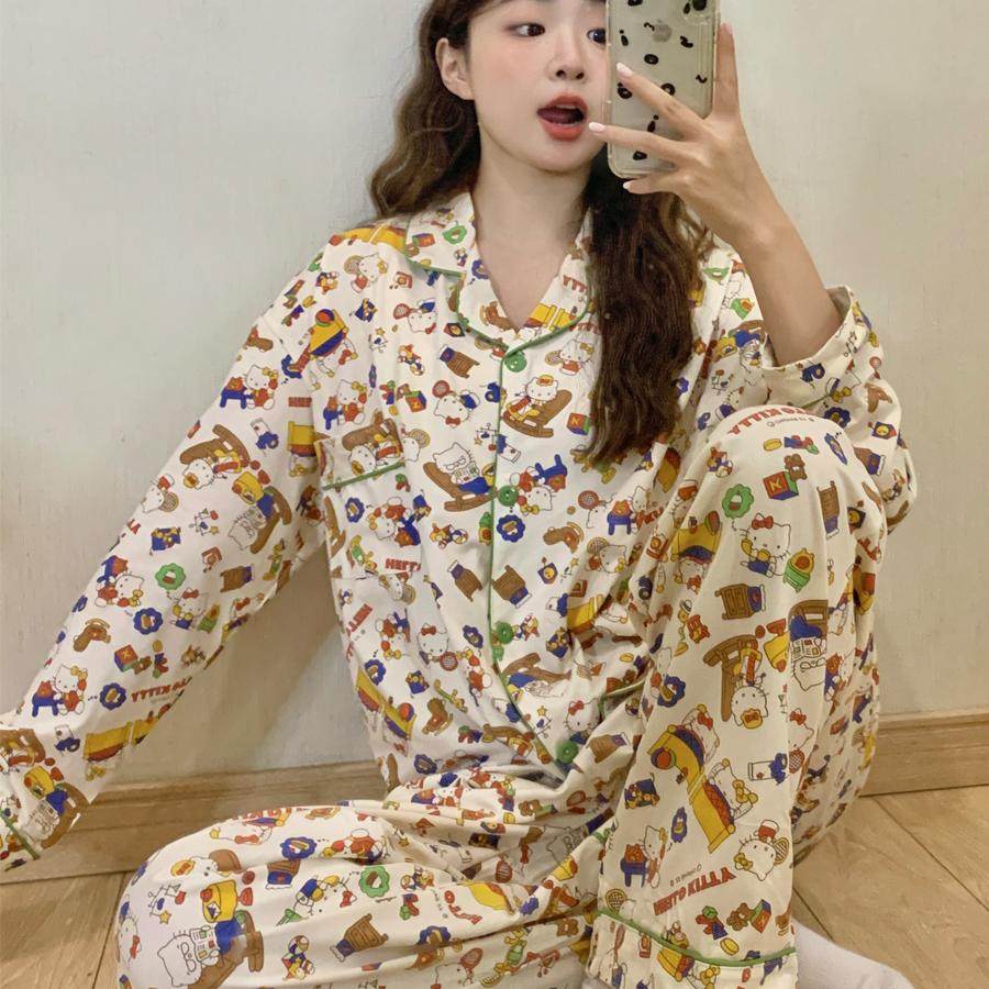 卡通凯蒂猫睡衣女春秋季纯棉长袖2025新款学生高级感家居服套装冬,淘宝优惠券,粉丝福利购,淘宝优惠卷