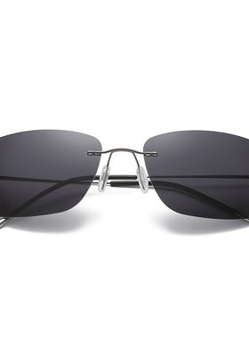 新款无框太阳镜男超轻方形偏光墨镜司机开车驾驶小框炫彩太阳眼镜