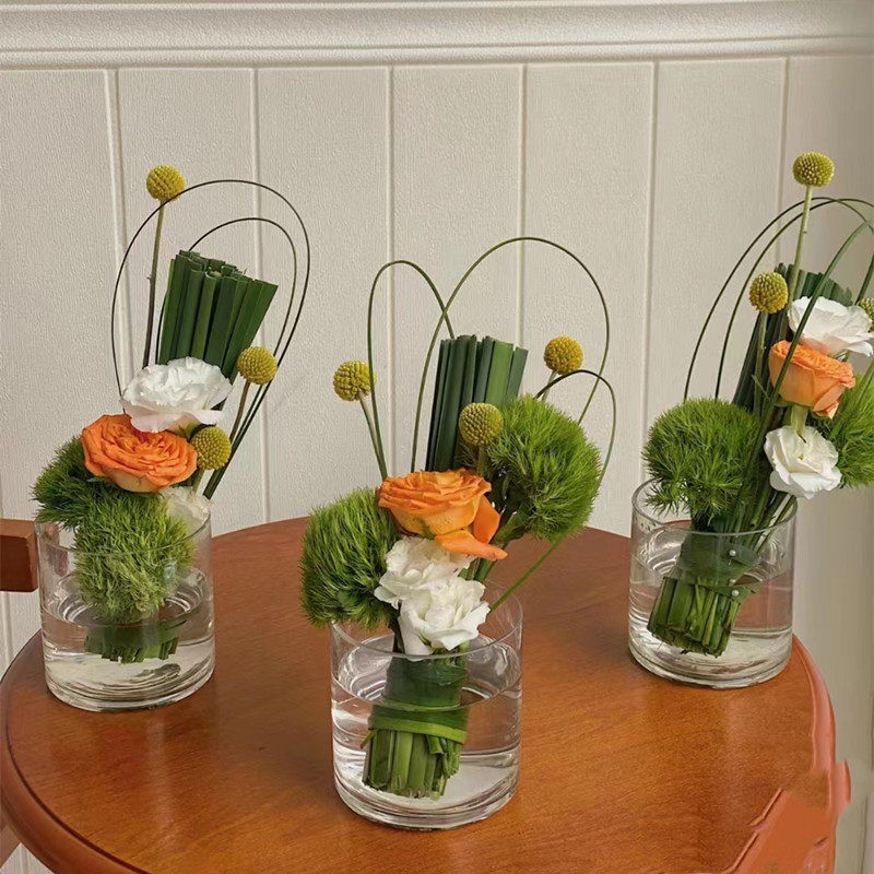 简约现代圆柱形透明玻璃花瓶插室内商业桌面花民宿前台装饰摆件,淘宝优惠券,粉丝福利购,淘宝优惠卷