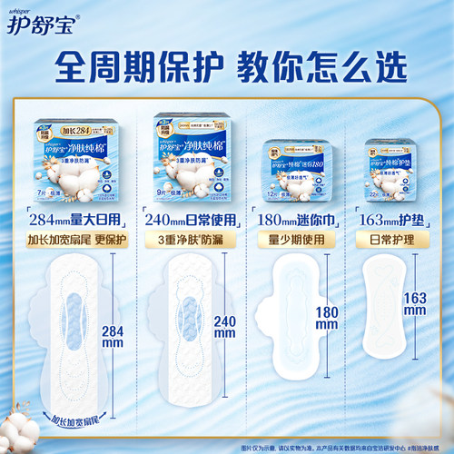 护舒宝纯棉护垫透气163mm22片组合日夜用无香迷你巾卫生巾姨妈巾 - 图2