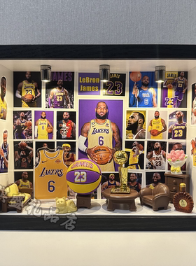 科比詹姆斯小屋模型摆件相框NBA球星篮球生日礼物送男友小夜灯