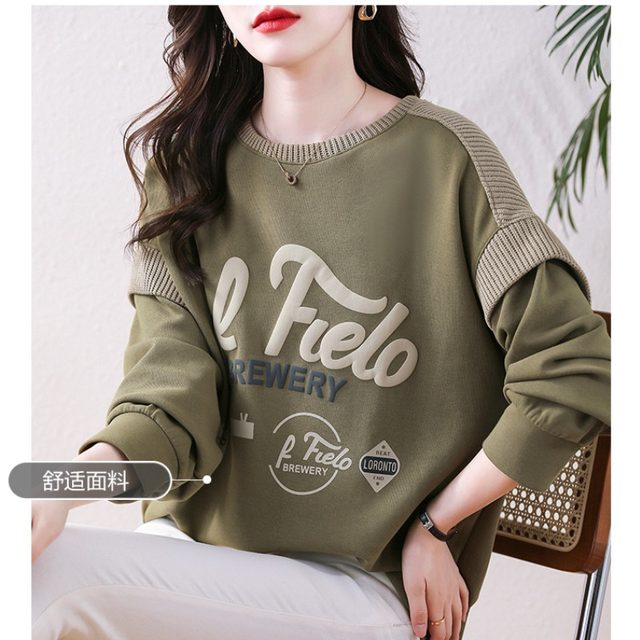 September Momo high-end sense round neck sweater women's loose 2023 spring and autumn new European style casual capless top