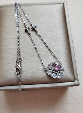 925银幻梦心月项链女轻奢小众爱心粉钻星月锁骨链饰品设计感配饰