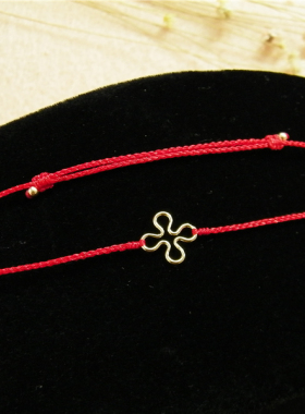 【朵拉手工】08毫米14k包金红绳