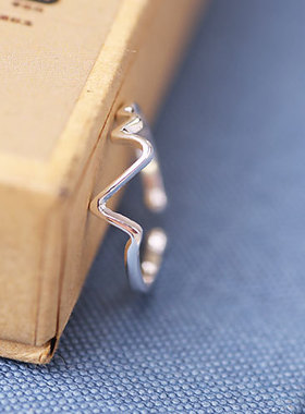 925纯银戒指心动闪电开口单戒